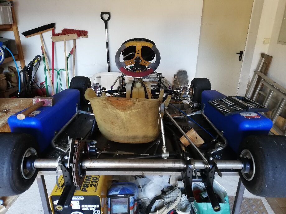 The original petrol go-kart chassis before the teardown